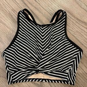 Black and White Striped bikini top
